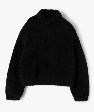 Sweat fille en sherpa avec col montant zippé vue1 - GEMO (JUNIOR) - GEMO