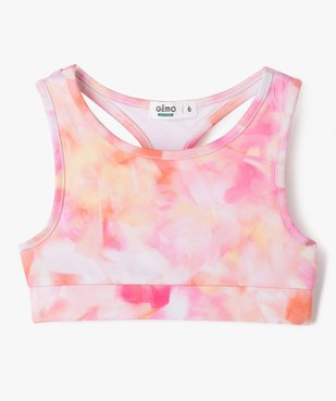 Débardeur de sport court dos nageur tie an dye fille vue2 - GEMO 4G FILLE - GEMO