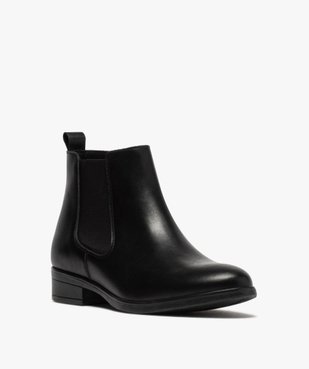 Boots femme à talon plat unis en cuir style Chelsea vue2 - VALENTINA BALDANO - GEMO