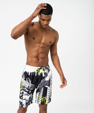 Short de surf imprimé graffiti homme vue1 - GEMO 4G HOMME - GEMO