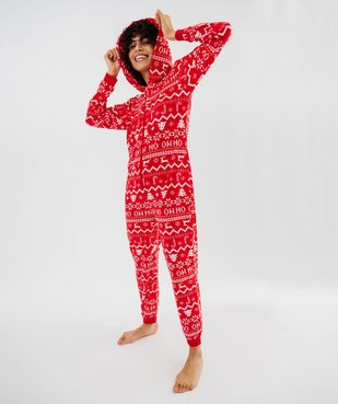 Combinaison pyjama de Noël en velours à capuche femme vue2 - GEMO(HOMWR FEM) - GEMO