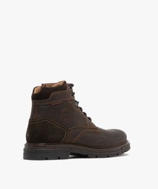 Boots homme dessus en cuir avec col suédé et semelle crantée vue5 - URBAN STEPS - GEMO