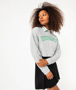 Sweat court avec inscription brodée femme vue1 - GEMO(FEMME PAP) - GEMO