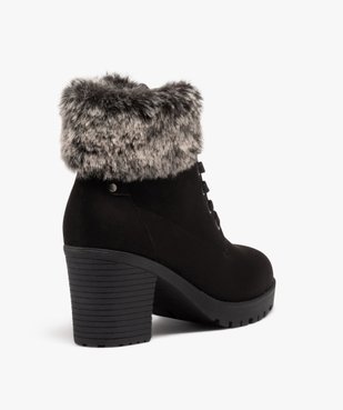 Boots femme unies à talon haut carré et col fourré vue4 - GEMO(URBAIN) - GEMO