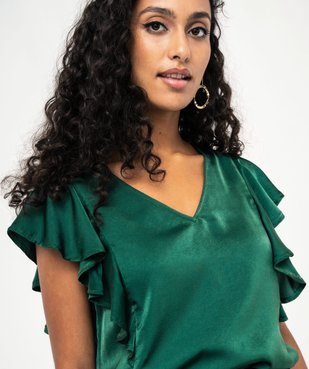 Blouse sans manches en satin volanté femme vue2 - GEMO(FEMME PAP) - GEMO