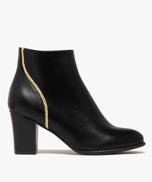 Boots femme à talon et zip avec liseré tressé et doré vue2 - GEMO(URBAIN) - GEMO