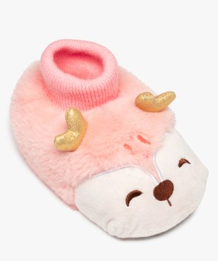 Chaussons fille peluche petit animal à col chaussette vue5 - GEMO (ENFANT) - GEMO