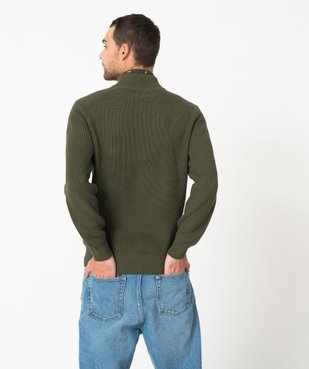 Pull en grosse maille côtelée col camionneur zippé homme vue4 - GEMO (HOMME) - GEMO