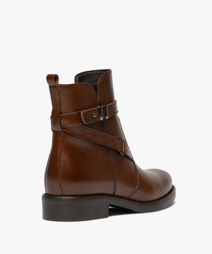 Boots femme dessus en cuir avec zip et brides fantaisie - Taneo vue4 - TANEO - GEMO