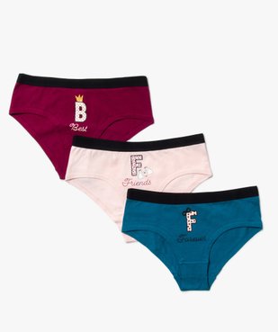 Shorties fille en coton bio avec inscription (lot de 3) vue1 - GEMO 4G FILLE - GEMO