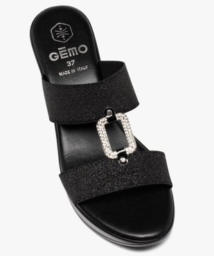 Mules femme compensées à brides élastiques et strass vue5 - GEMO(URBAIN) - GEMO