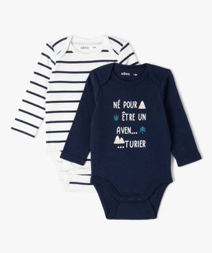 Body bébé à manches longues et motifs (lot de 2) vue1 - GEMO 4G BEBE - GEMO