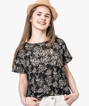 Tee-shirt oversize motif fleurs vue1 - GEMO (JUNIOR) - GEMO