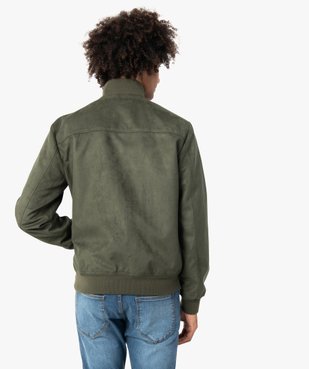 Blouson homme en suédine avec finitions bord-côte vue3 - GEMO (HOMME) - GEMO