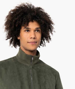 Blouson homme en suédine avec finitions bord-côte vue1 - GEMO (HOMME) - GEMO