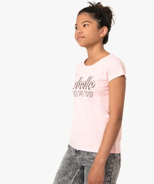 Tee-shirt fille en coton bio avec message sur l'avant vue1 - GEMO (JUNIOR) - GEMO