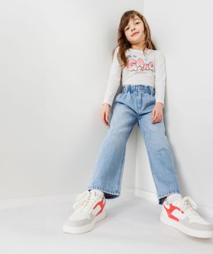 Jean wide leg avec ceinture élastique ajustable fille vue6 - GEMO (ENFANT) - GEMO