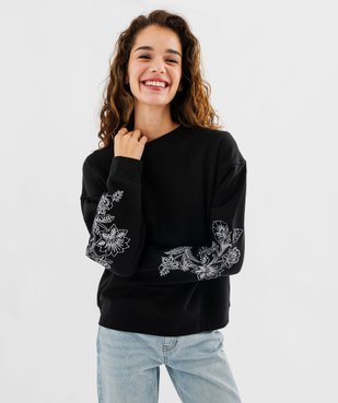 Sweat en molleton doux à manches brodées femme vue2 - GEMO(FEMME PAP) - GEMO