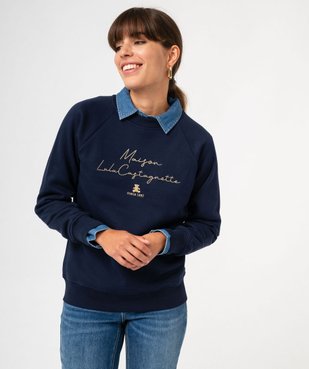 Sweat molletonné avec inscription brodée femme - LuluCastagnette vue2 - LULUCASTAGNETTE - GEMO