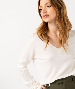 Pull fin à col V avec boutons aux poignets femme vue5 - GEMO 4G FEMME - GEMO