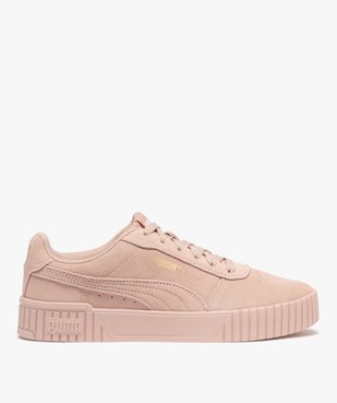 Baskets femme unies dessus en cuir suédé à semelle plateforme rainurée - Puma vue1 - PUMA - GEMO