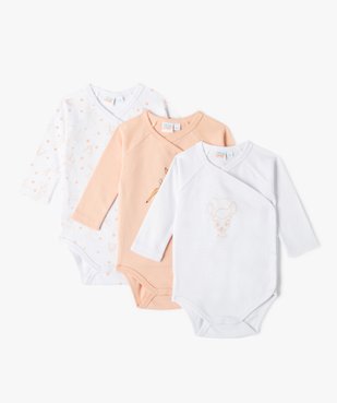 Bodies bébé à manches longues fermeture croisée motif Bambi (lot de 3) - Disney vue1 - DISNEY BABY - GEMO