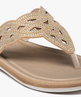 Sandales femme à entre-doigts ajouré couvert de strass vue6 - GEMO (CASUAL) - GEMO