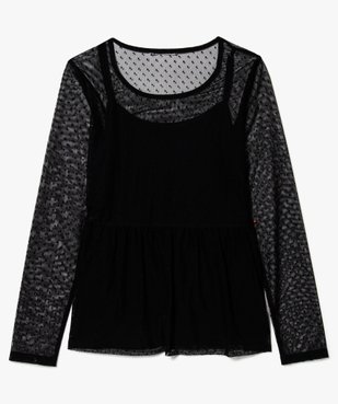 Blouse fille 2-en-1 en plumetis avec basque vue2 - GEMO (JUNIOR) - GEMO