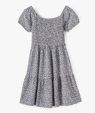 Robe fille fleurie à buste smocké vue1 - GEMO (JUNIOR) - GEMO