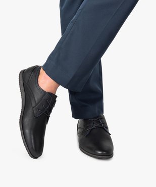 Derbies homme unis avec surpiqûres contrastées vue1 - GEMO(URBAIN) - GEMO