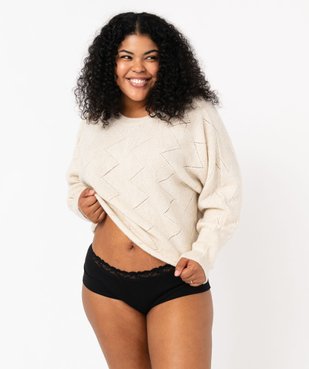 Shorty en coton stretch avec taille en dentelle femme grande taille (lot de 2) vue5 - GEMO 4G FEMME - GEMO