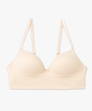 Brassière push-up en maille côtelée à fines bretelles vue4 - GEMO 4G FEMME - GEMO