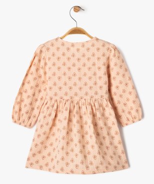 Robe en gaze de coton à motifs fleuris bébé fille vue4 - GEMO 4G BEBE - GEMO