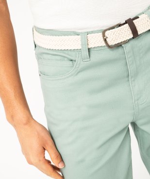 Pantalon 5 poches en coton stretch texturé avec ceinture tressée homme vue2 - GEMO 4G HOMME - GEMO