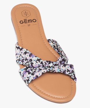 Mules femme à talon plat et dessus en toile drapée vue5 - GEMO (CASUAL) - GEMO