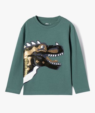 Tee-shirt à manches longues avec motif dinosaures et sequins réversibles garçon vue2 - GEMO (ENFANT) - GEMO