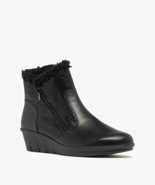 Boots fourrés confortables à talon compensé et à double zip femme  vue2 - G'FLEX - GEMO