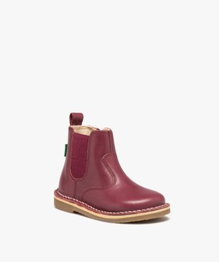 Boots bébé fille en cuir uni style Chelsea - Kickers  vue2 - KICKERS - GEMO