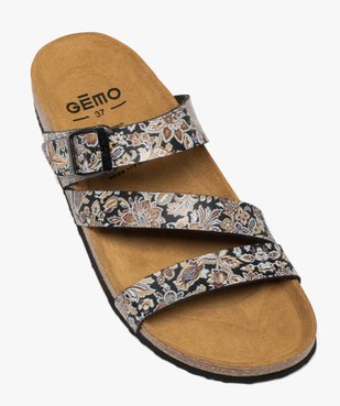 Mules femme à talon plat avec brides à motifs vue6 - GEMO 4G FEMME - GEMO