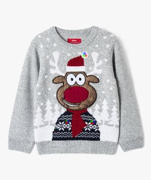 Pull de Noël avec motif renne et leds clignotantes garçon vue1 - GEMO (ENFANT) - GEMO