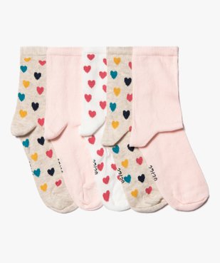 Chaussettes fille à motifs coeurs tige haute (lot de 5) vue1 - GEMO 4G FILLE - GEMO