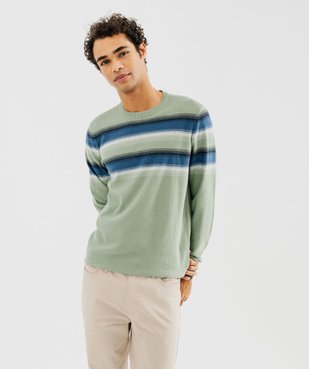 Pull à col rond en maille fine à rayures homme vue1 - GEMO (HOMME) - GEMO