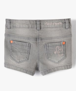 Short bébé fille en jean avec bandes pailletées - LuluCastagnette vue3 - LULUCASTAGNETTE - GEMO