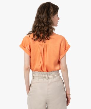 Chemise femme à manches courtes en matière satinée vue3 - GEMO(FEMME PAP) - GEMO