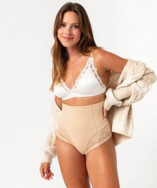 Culotte taille haute gainante en dentelle et microfibre femme vue1 - GEMO(HOMWR FEM) - GEMO