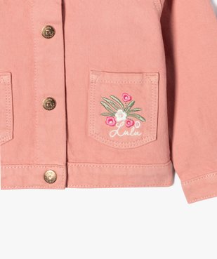 Veste en jean colorée courte à broderie fleurs bébé fille - LuluCastagnette vue3 - LULUCASTAGNETTE - GEMO