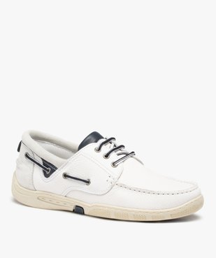 Chaussures bateau homme confort dessus cuir - Tanéo vue2 - TANEO - GEMO