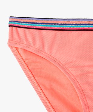 Slip de bain fille avec ceinture multicolore et pailletée vue2 - GEMO (JUNIOR) - GEMO