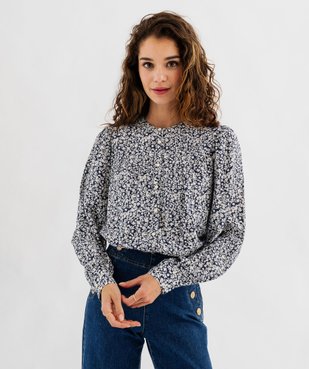 Chemise fleurie avec détails froncés femme vue1 - GEMO(FEMME PAP) - GEMO