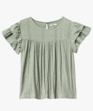 Tee-shirt manches courtes en maille ajourée avec volants femme vue4 - GEMO(FEMME PAP) - GEMO